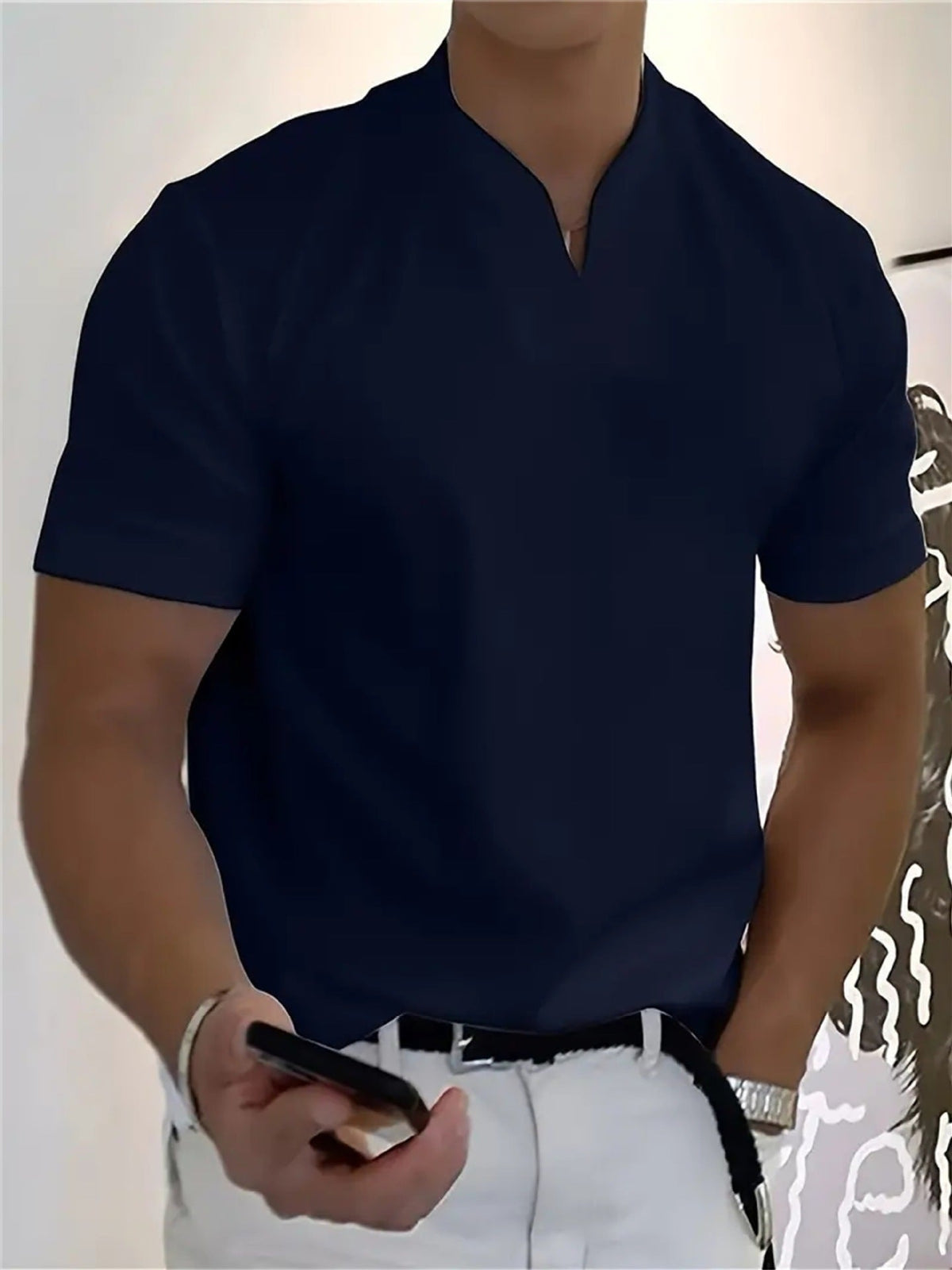 Men's Cotton Blend V-Neck T-Shirt