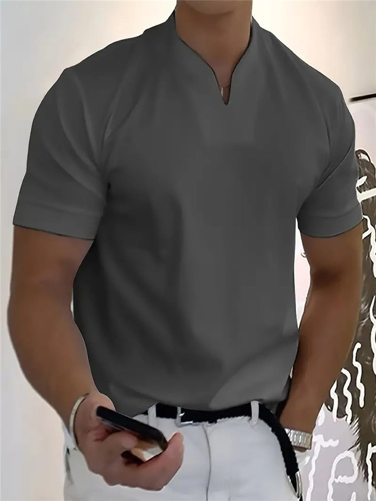 Men's Cotton Blend V-Neck T-Shirt